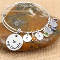 Love My Family Hand Stamped Stainless Steel Bangle Bracelet 