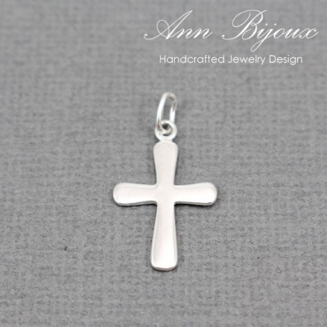 Minimalist Cross Charm/Sterling Silver Charm with Jump Ring