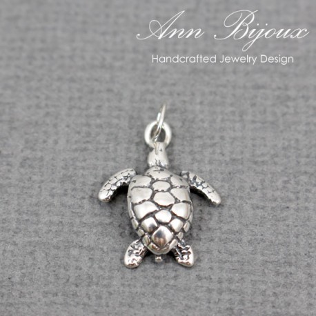 Sterling Silver Cute Turtle Charm