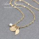 Personalized Dainty Initial with Leaf Necklace