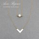 Personalized Hand Stamped Chevron and Pearl Layered Necklace