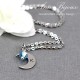 Dainty Moon Charm with Birthstone Necklace