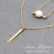 Gold Filled Vertical Bar and Pearl Minimalist Necklace