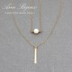 Gold Filled Vertical Bar and Pearl Minimalist Necklace