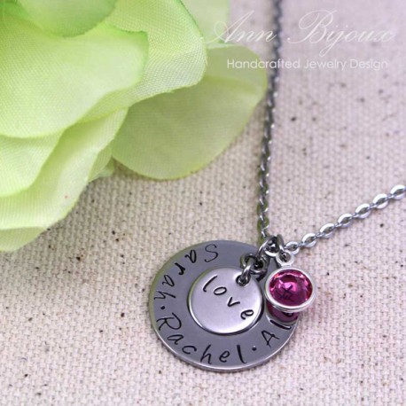 Personalized Hand Stamped Mommy Love Necklace