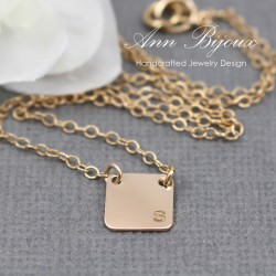 Personalized Gold Square Plate Necklace