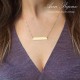 Personalized Bar Necklace, Engraved Gold Bar Necklace, Gold Filled Engraving Necklace, Gold Coordinates Necklace, Mom Gift