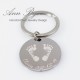 Actual Baby Footprint Stainless Steel Keychain, New Born Baby Gift, Personalized New Mom Present, Miscarriage Memorial Gift