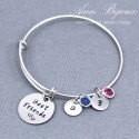 " Best Friends" Personalized Hand Stamped Message Bangle Bracelet