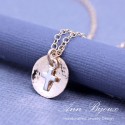 Personalized 14k Gold Filled Dainty Initial with Cross Necklace