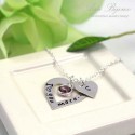 Persinalized "I Love You More" Message Double Heart Necklace