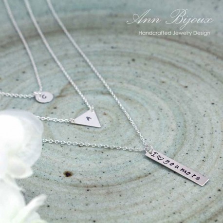 Personalized Hand Stamped Sterling Silver 3 Set Necklace