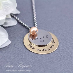 Personalized Message "You make me smile" with Name Necklace