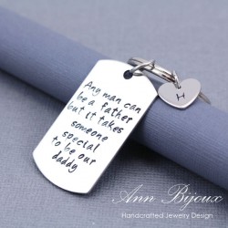 Personalized Hand Stamped Father's Keychain