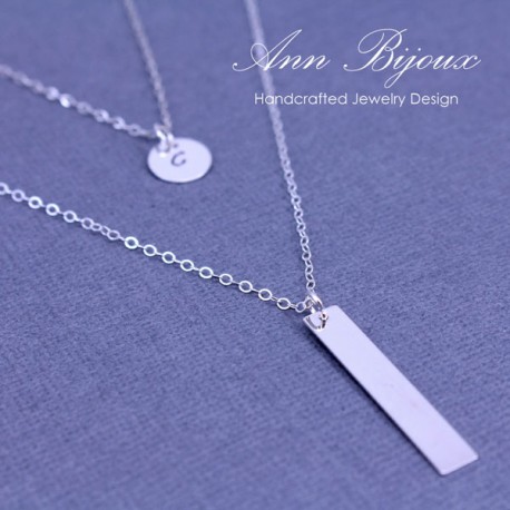 Personalized Set of 2 Sterling Silver Layered Necklace