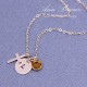Gold Filled Cross Charm with Hand Stamped Initial Necklace