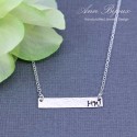 Personalized  Rectangular Bar Hammered Initial Necklace