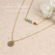 Set of 2 Gold Filled Initial with Faceted Stone Necklace