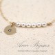 Personalized Gold Filled Initial with Pearl Bracelet