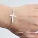 Delicate Sterling Silver Sideways Cross Bracelet