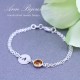 Personalized Sterling Silver Initial with Birthstone Bracelet