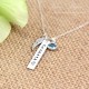 Personalized Sterling Silver Bar Angel Wing Necklac