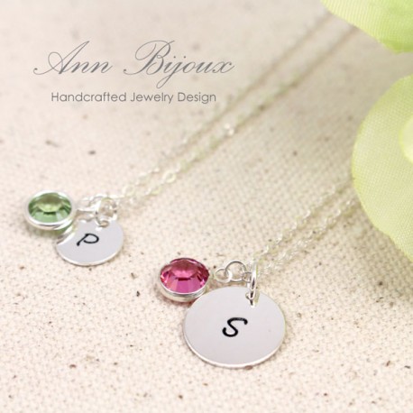 Mother and Daughters Hand Stamped Initial Necklace