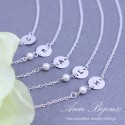 Delicate Hand Stamped Initial with Pearl Bridesmaid Necklace